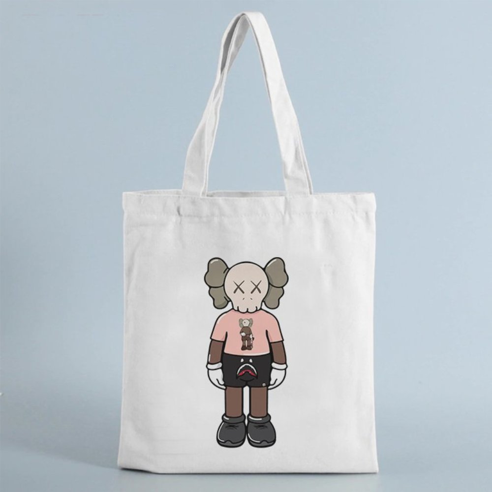KAWS Canvas White Tote Bag